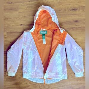 L.L. Bean Kids' White & Orange Rain Jacket